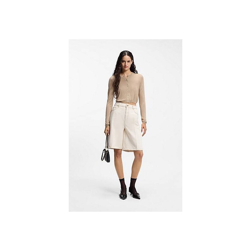 HUGO Wide-leg shorts in washed ecru denim 113941413