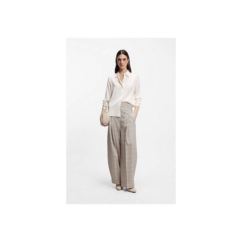 BOSS Regular-fit blouse in stretch-silk satin 113941449