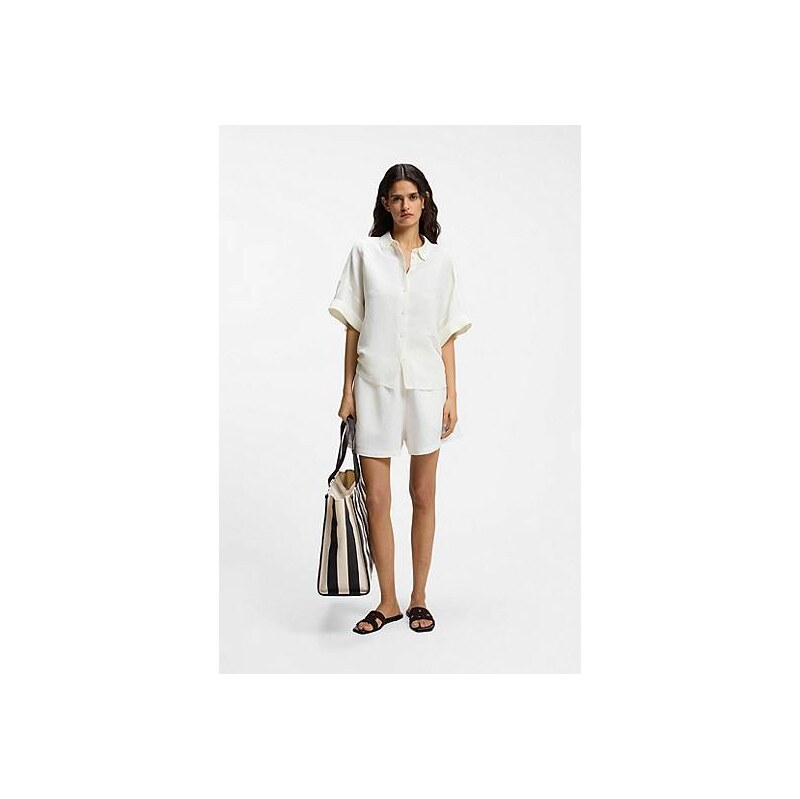 BOSS Regular-fit blouse with rolled cuffs 113941876
