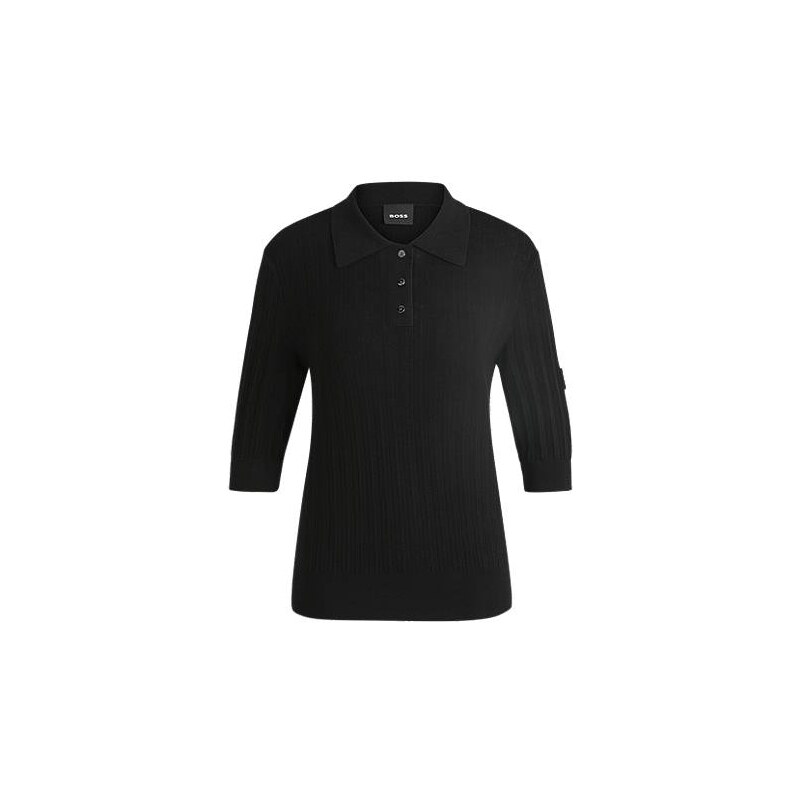 BOSS Equestrian ribbed-knit polo with oversized collar 113943048