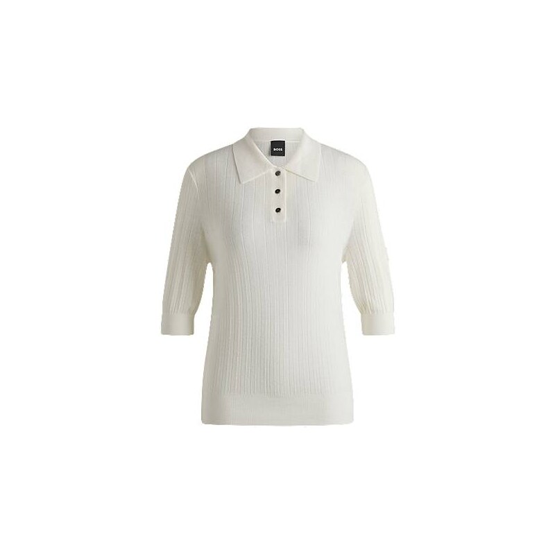BOSS Equestrian ribbed-knit polo with oversized collar 113943049