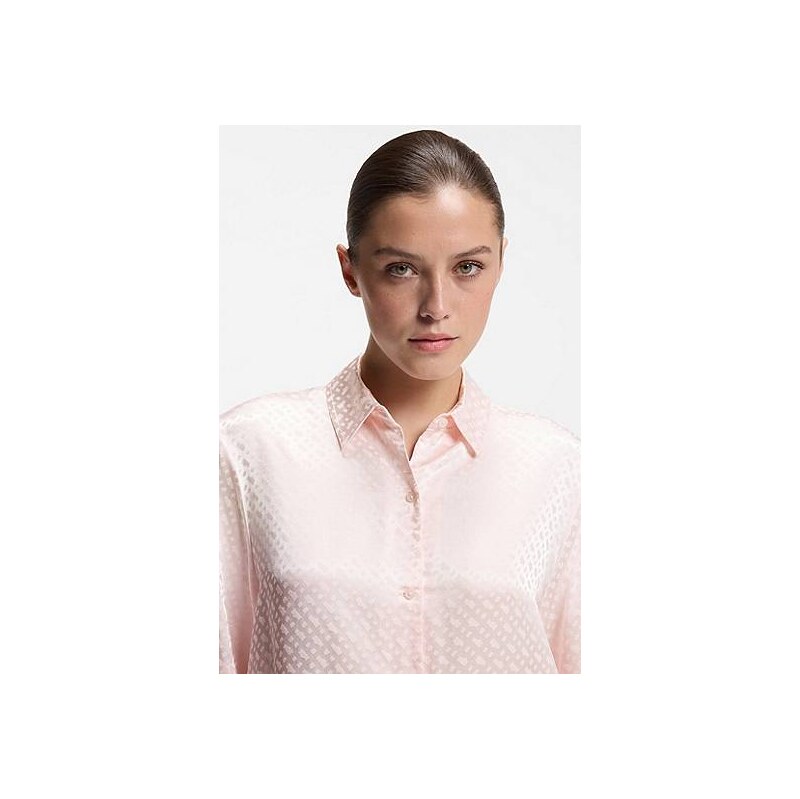 BOSS Pyjama shirt in satin with monogram jacquard 113942109