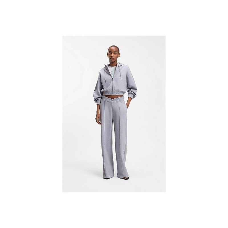 HUGO Relaxed-fit hoodie in cotton terry with barrel sleeves 114300732