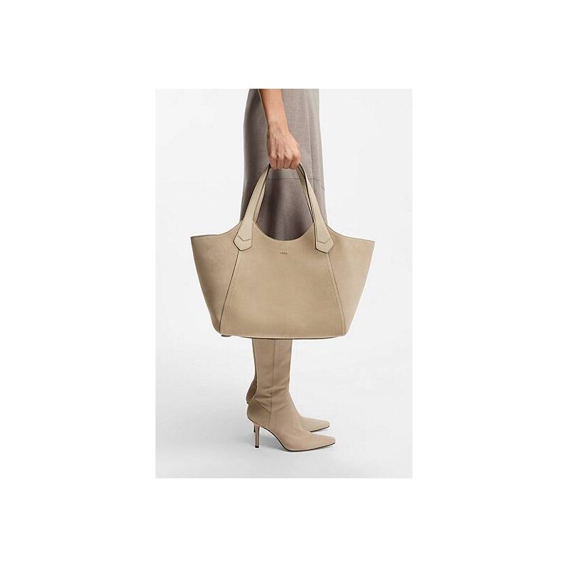 BOSS Tote bag in suede with textured-leather trims 113942534