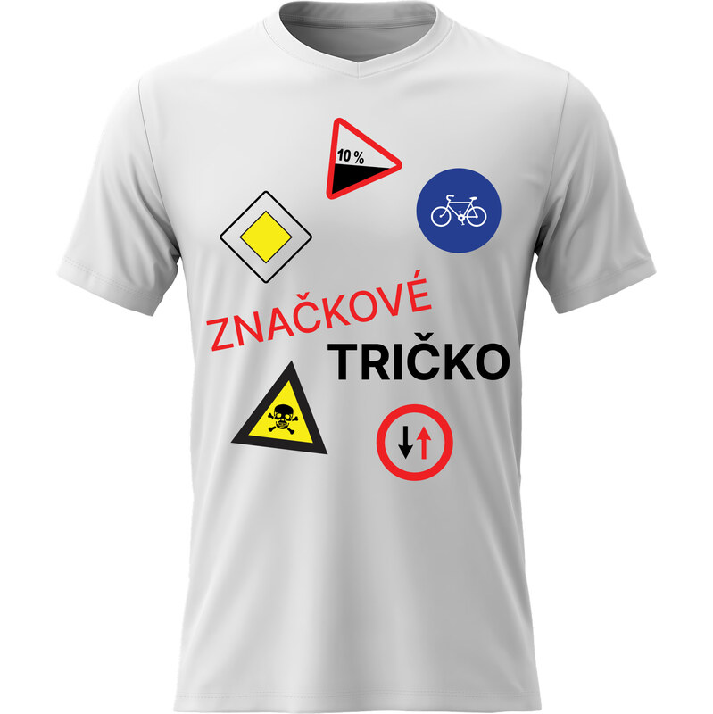 Pánské bavlněné tričko s potiskem - ZNAČKOVÉ TRIČKO - bílé