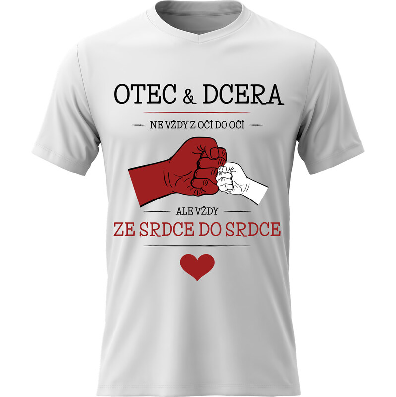 Giftela Dámské bavlněné tričko s potiskem - OTEC & DCERA - bílé 114256677