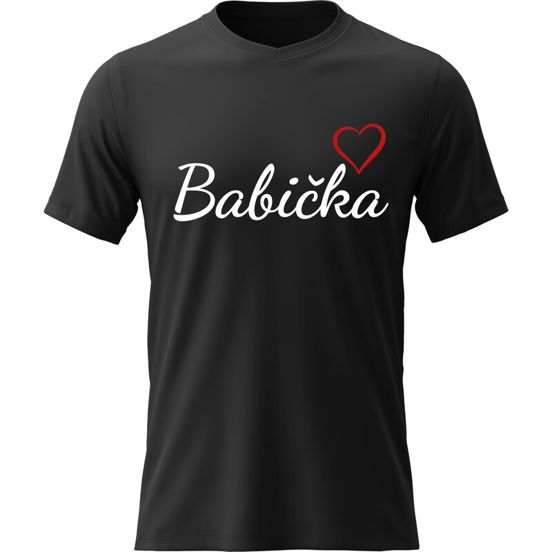 Dámské bavlněné tričko s potiskem - BABIČKA - černé
