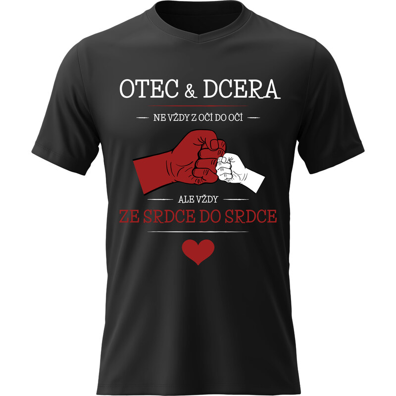 Giftela Dámské bavlněné tričko s potiskem - OTEC & DCERA - černé 114256678
