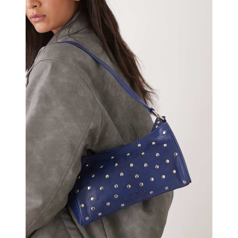 Susmies Susmies Vero leather studded bag in blue 114263523