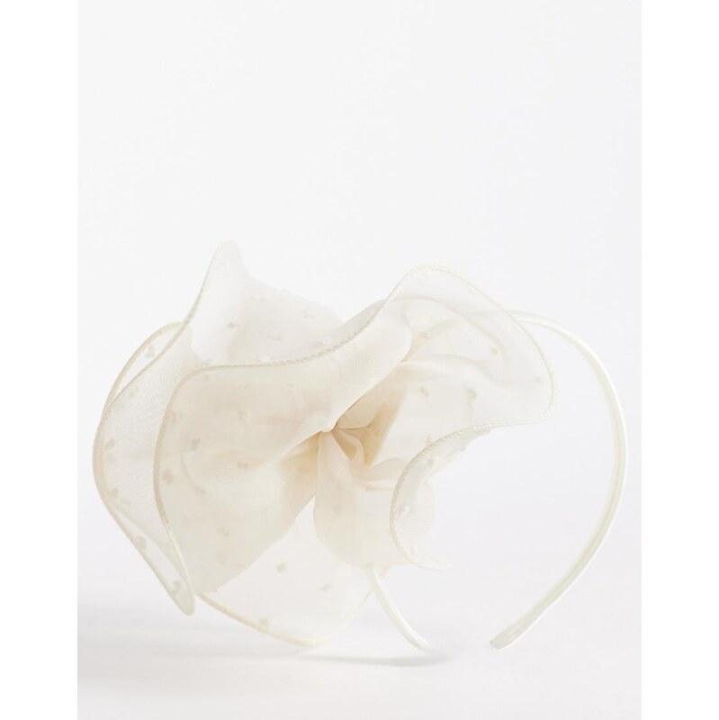 My Accessories spotty chiffon ruched fascinator in cream-White 114259906