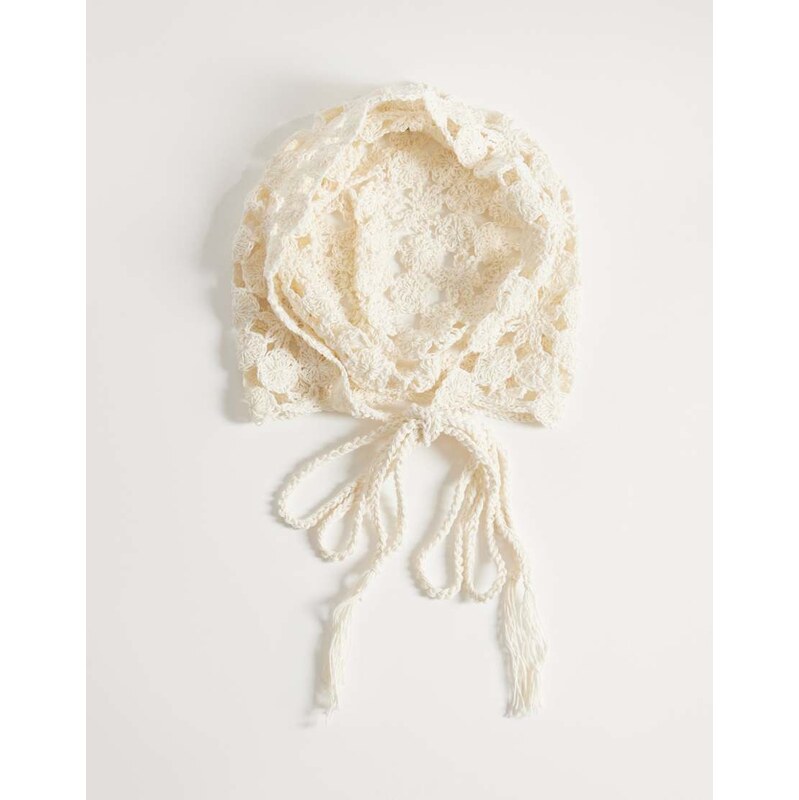 My Accessories flower crochet bonnet in cream-White 114281479