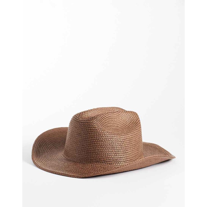 My Accessories straw cowboy hat in dark brown