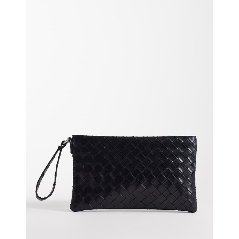 My Accessories woven flat clutch bag in black 114294695