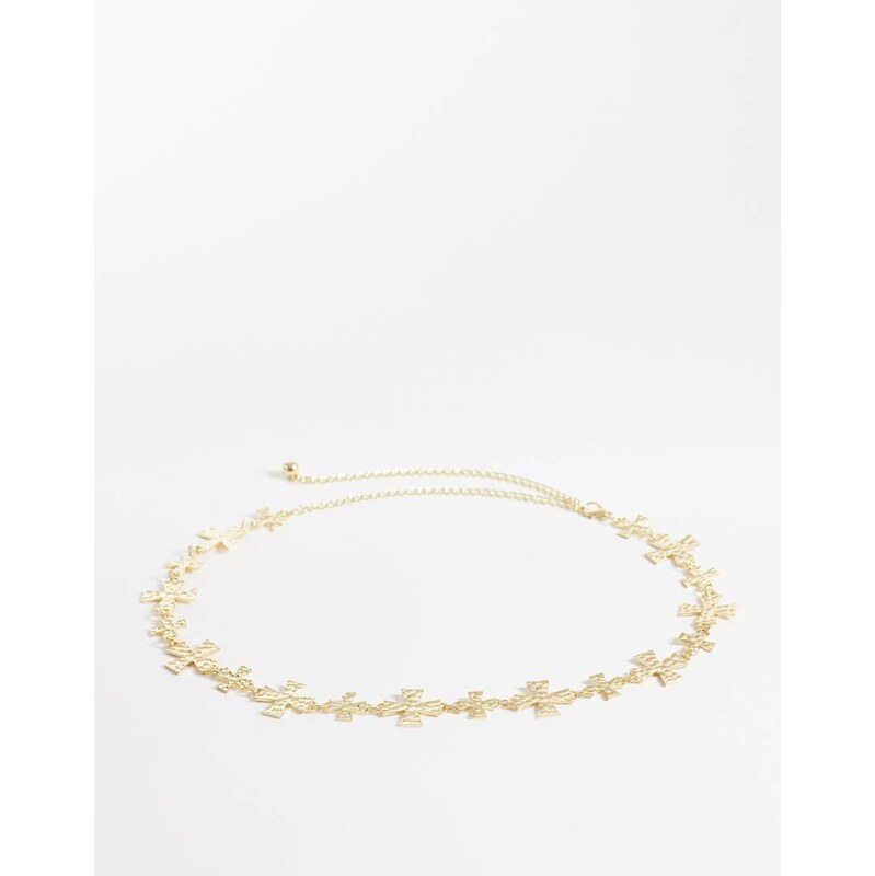 My Accessories chain belt with crosses in gold