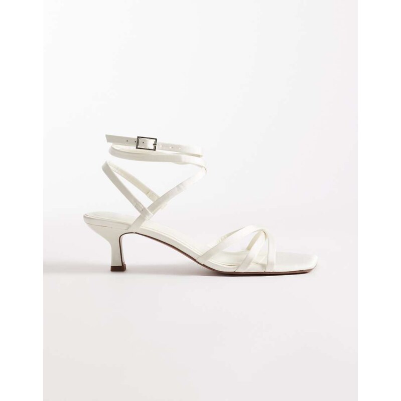 ASOS DESIGN Haze strappy kitten heel sandals in ivory satin