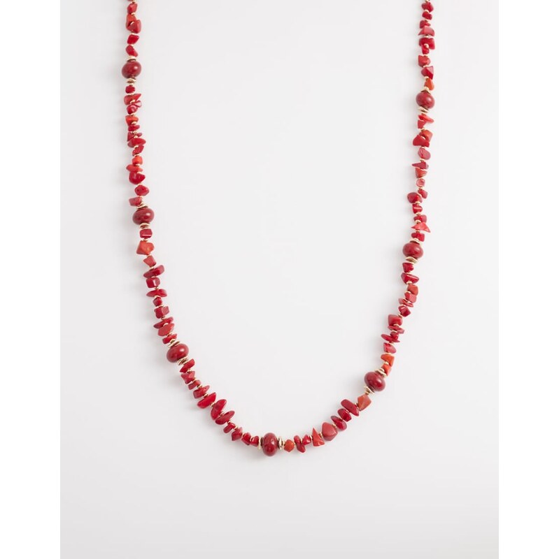 Accessorize chipping stone necklace in red-Gold 114259944