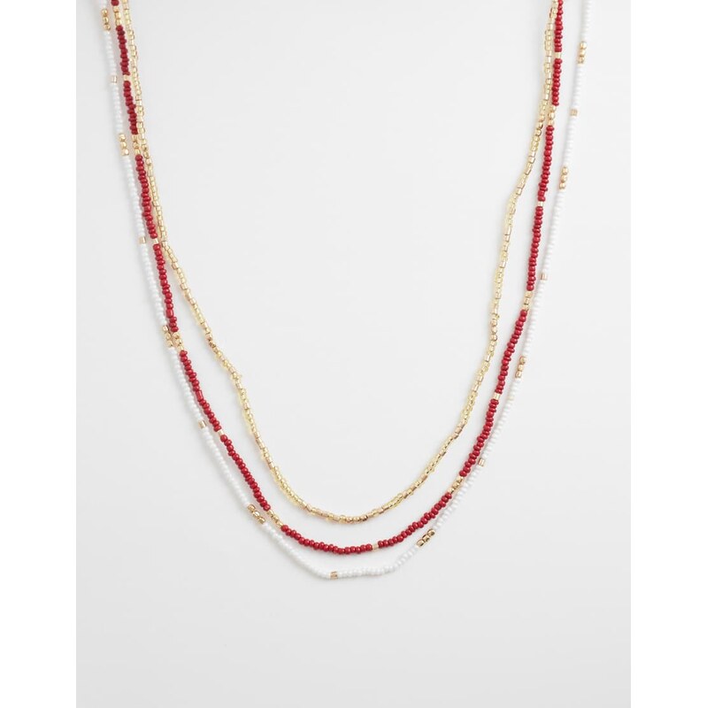 Accessorize skinny beaded necklace in red 114259942