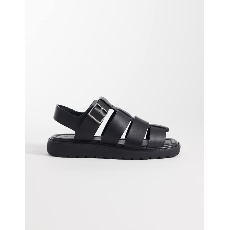 Calvin Klein Jeans square toe leather fisherman sandal in black 114259963