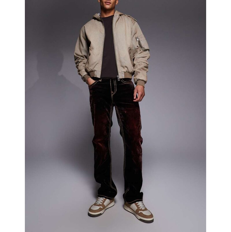 True Religion Ricky flap pocket straight leg velvet jeans in