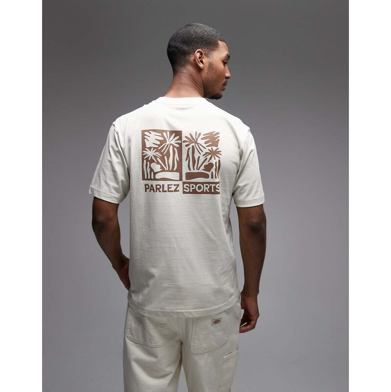 Parlez destin t-shirt with back print graphic in cream-Neutral