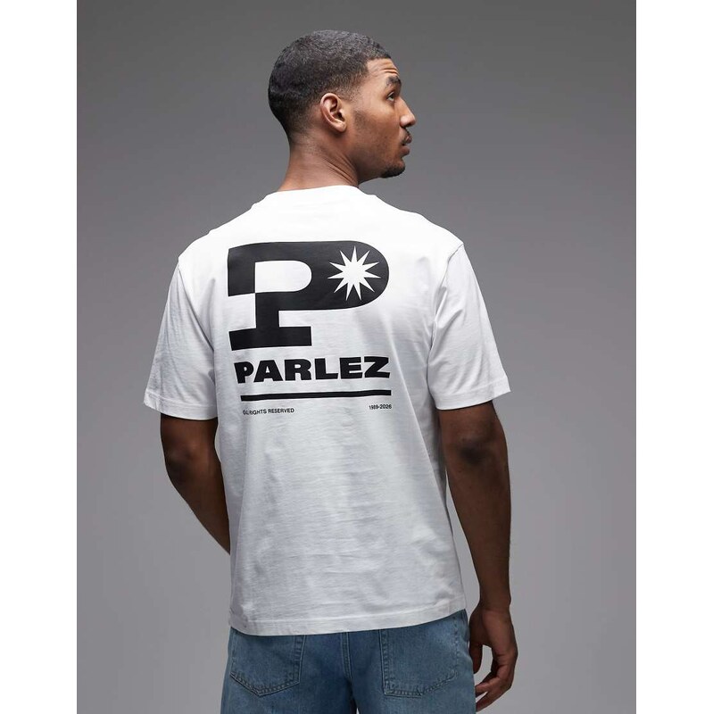Parlez complex t-shirt with back print graphic in white