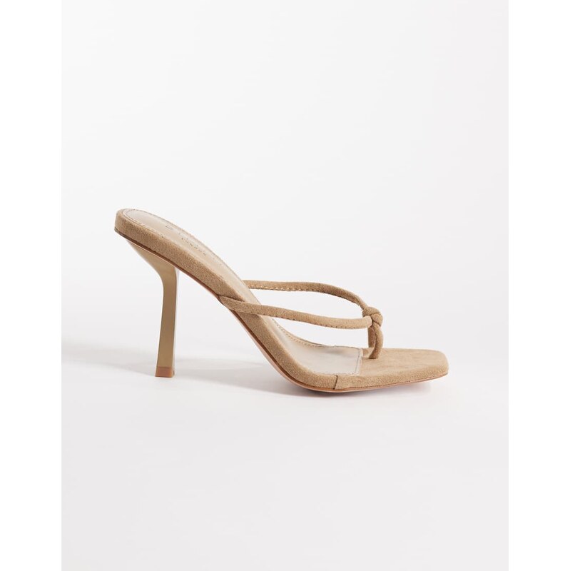 SIMMI Shoes Simmi London Asra heeled mule sandals in taupe suedette 114448271
