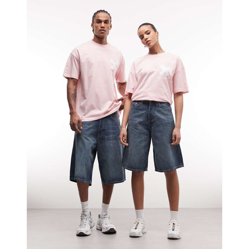 Weekday Astro Unisex low rise baggy fit jorts in faded blue wash
