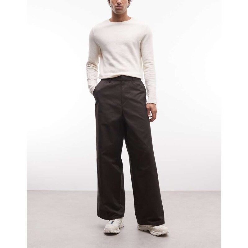 Weekday loose fit chino trousers in dark grey