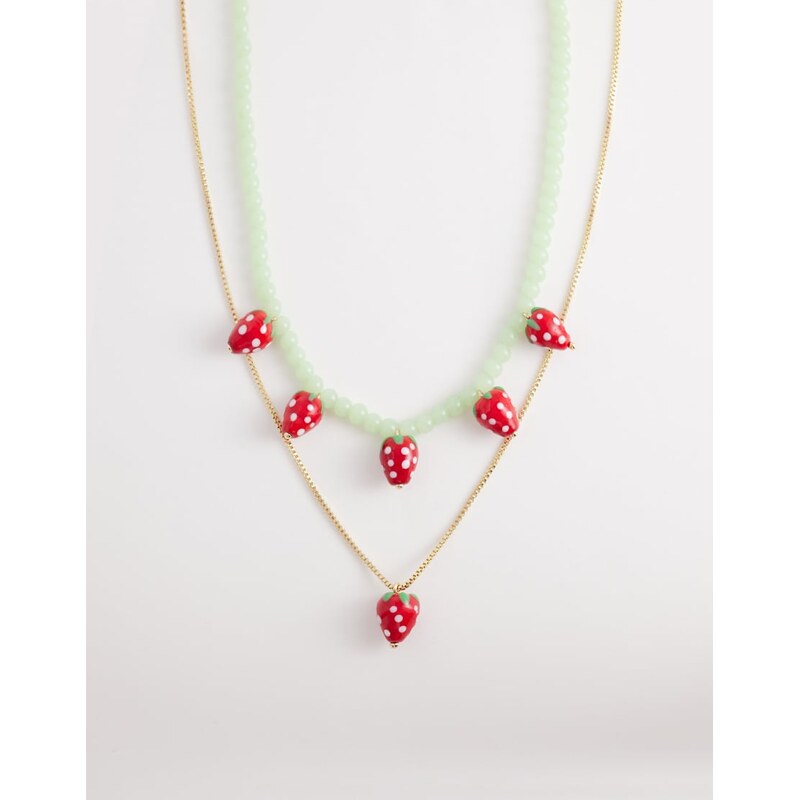 Accessorize glass beaded strawberry fruit necklace in multi 114259934