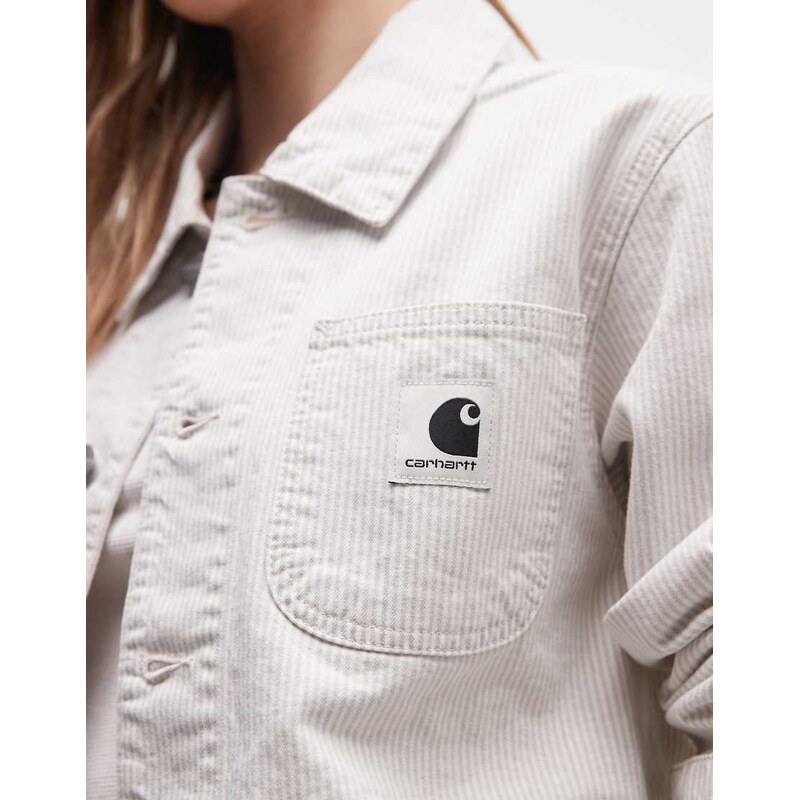 Carhartt WIP mercer chore denim coat in grey stripe