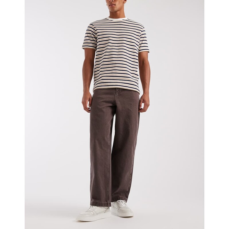 ASOS DESIGN loose straight jeans in washed brown