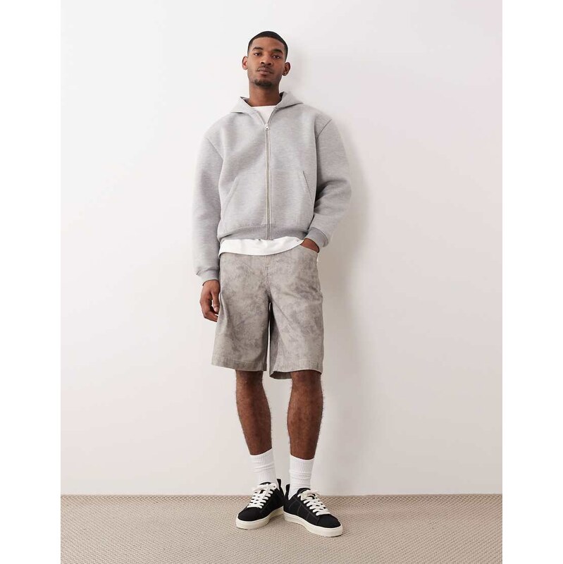 ASOS DESIGN longer length jort in fuzzy print-Multi
