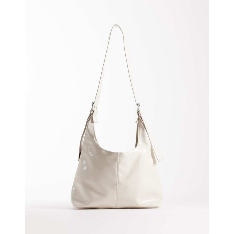 JJXX square patent shoulder bag in white 114263648