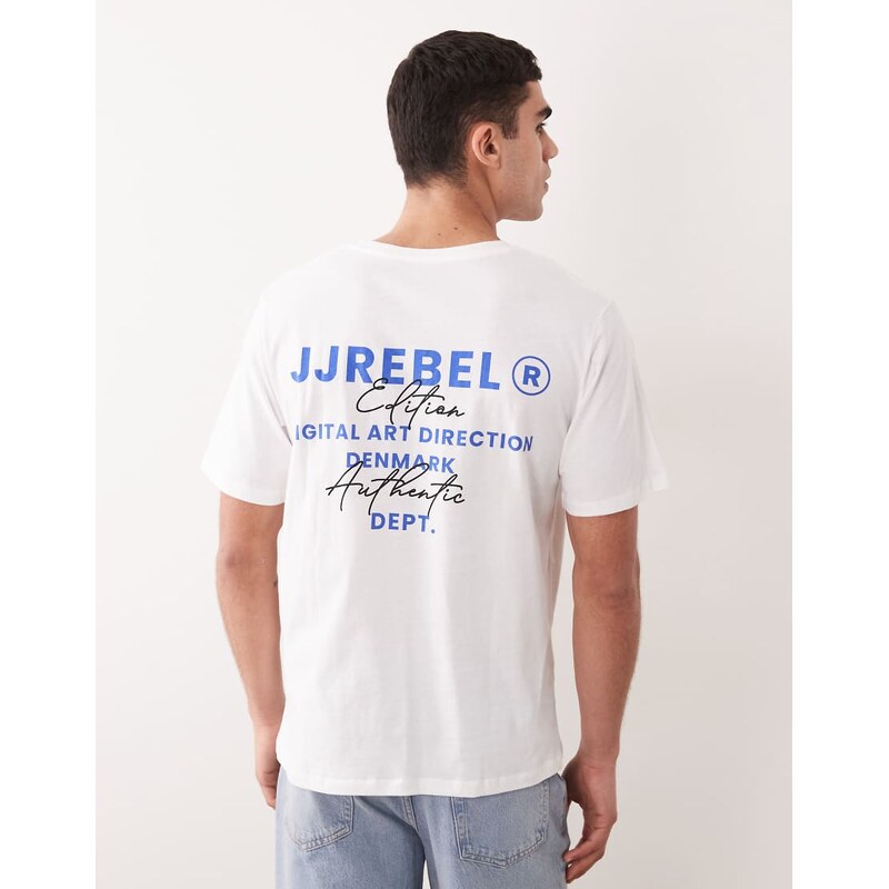 JJ Rebel oversized t-shirt with logo back print in white