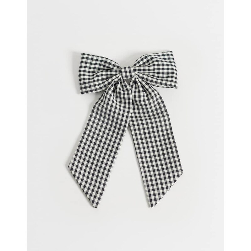ONLY bow hair clip in black & white gingham