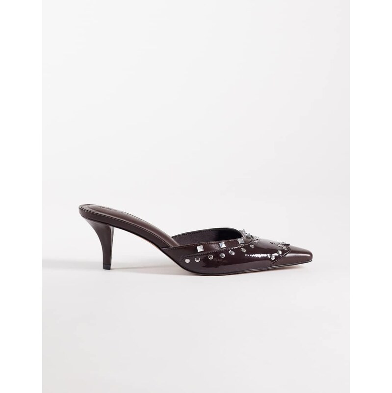 ASOS DESIGN Sammie studded western chisel toe heeled mules in