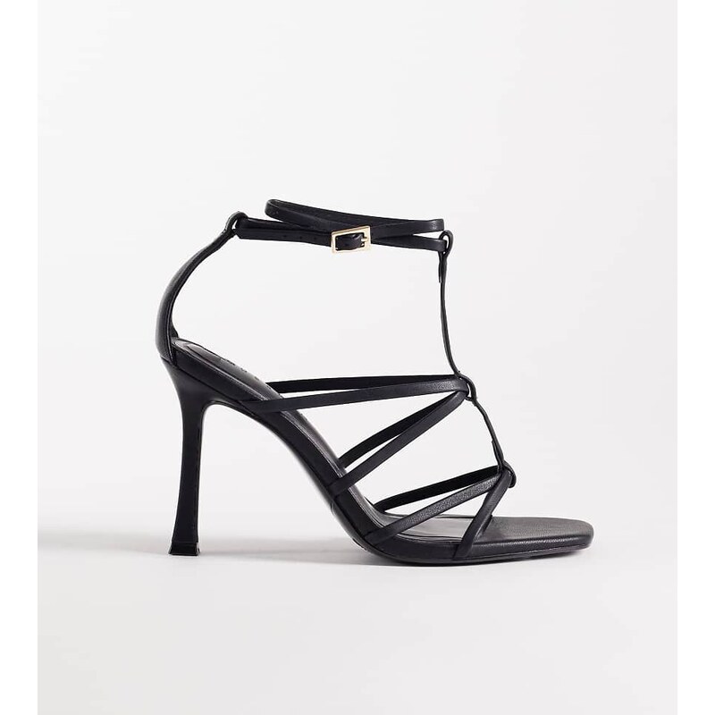 ASOS DESIGN Wide Fit Natalia caged T bar high heel sandals in