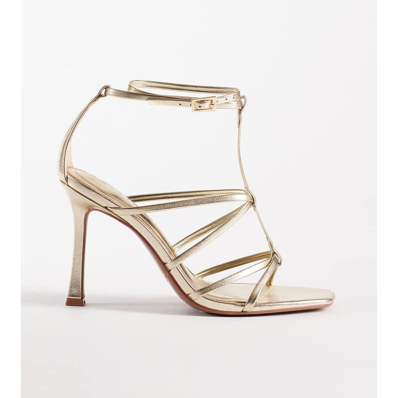 ASOS DESIGN Wide Fit Natalia caged T bar high heel sandals in