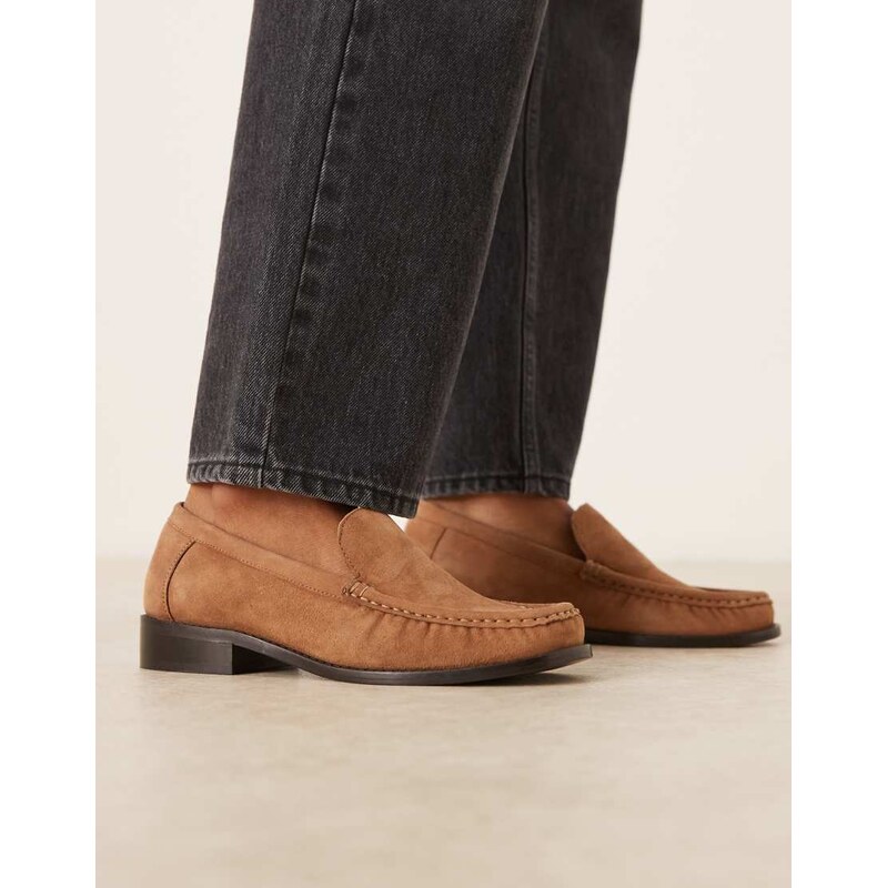 ASOS DESIGN Marcel premium suede clean loafers in tan-Brown