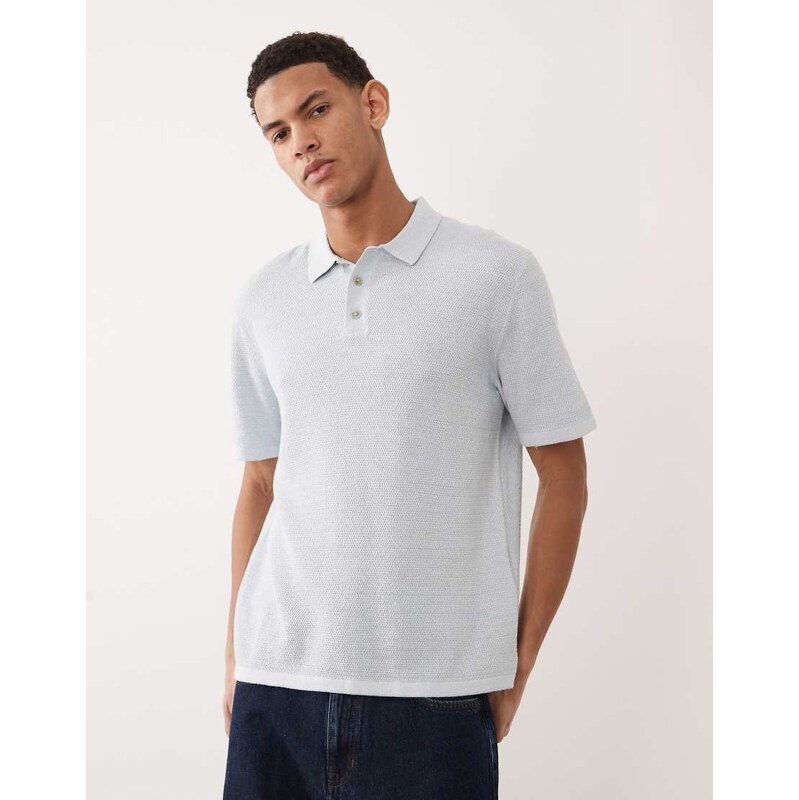 Jack & Jones knitted polo with short sleeves in blue
