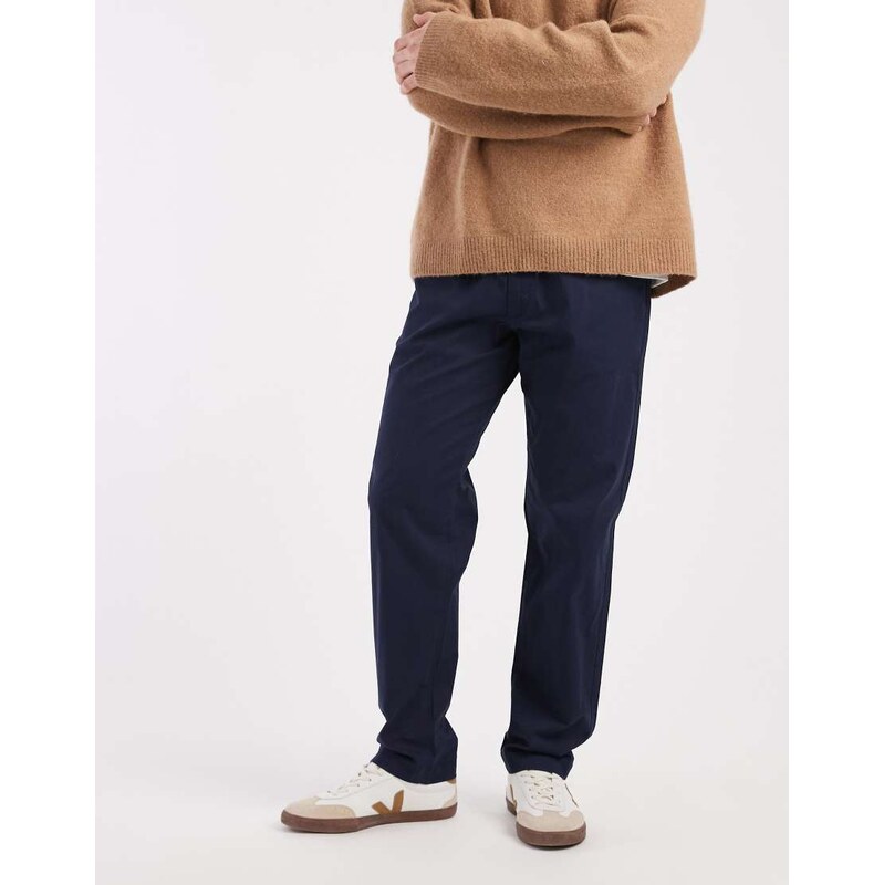 Jack & Jones loose drawstring chino trousers in navy