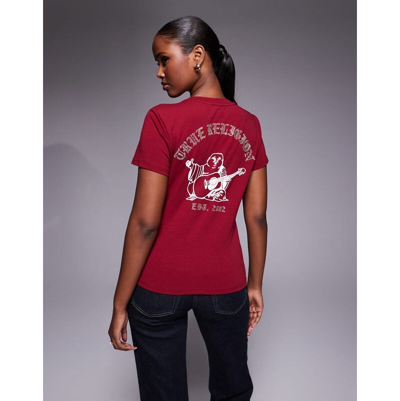 True Religion crystal logo crewneck t-shirt with back print in