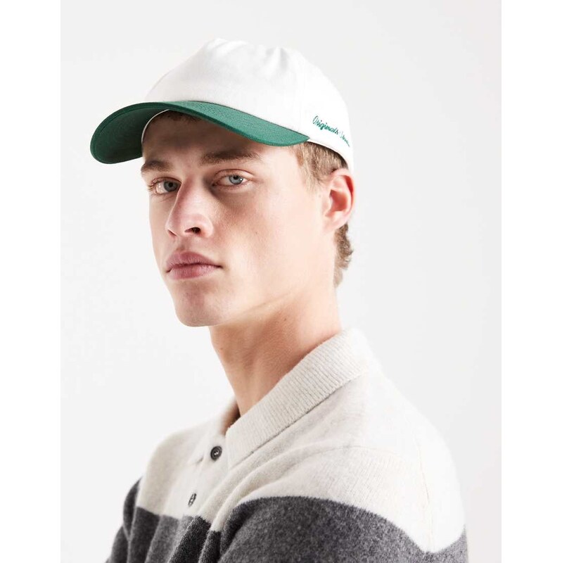 Jack & Jones baseball cap in off white and green