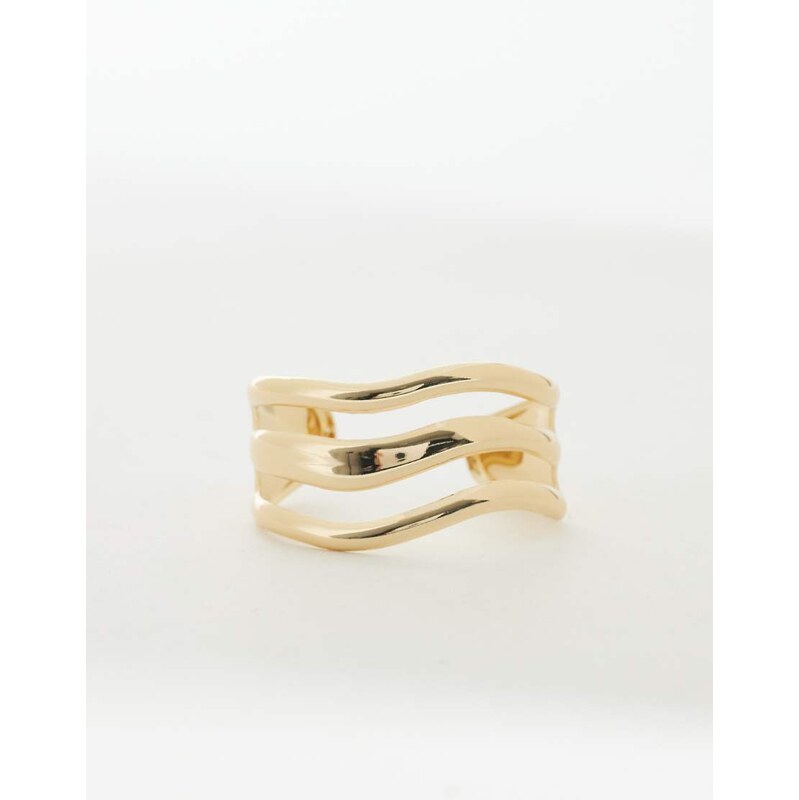ASOS DESIGN triple row cuff bracelet in gold tone