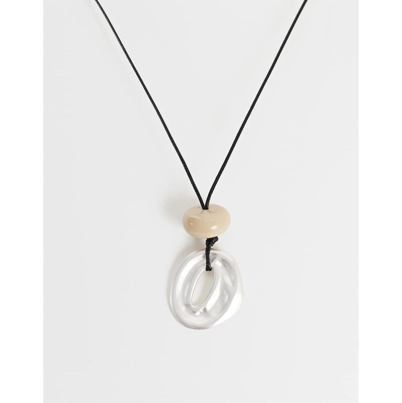 ASOS DESIGN corded necklace with resin and circular pendants in silver 114263705