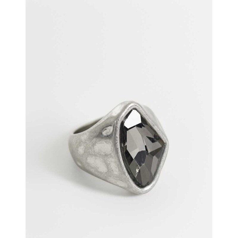 Reclaimed Vintage unisex gem stone ring in molten in silver