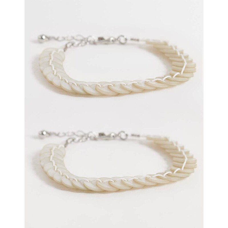 Reclaimed Vintage faux mother multi pack bracelet in silver