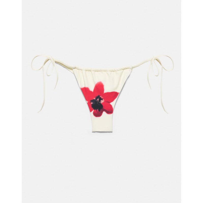 Pull&Bear Floral bikini bottoms in red