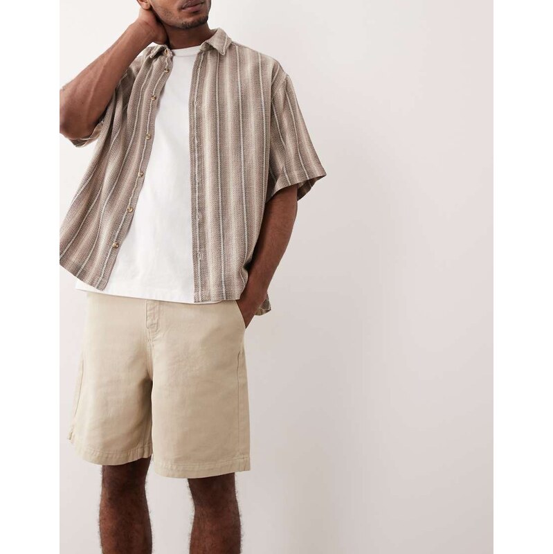 ASOS DESIGN mid length jort in stone twill-Neutral
