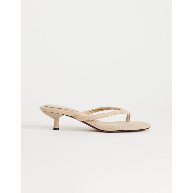 Topshop Axel toe thong mid heel sandal in camel-Neutral 115153325